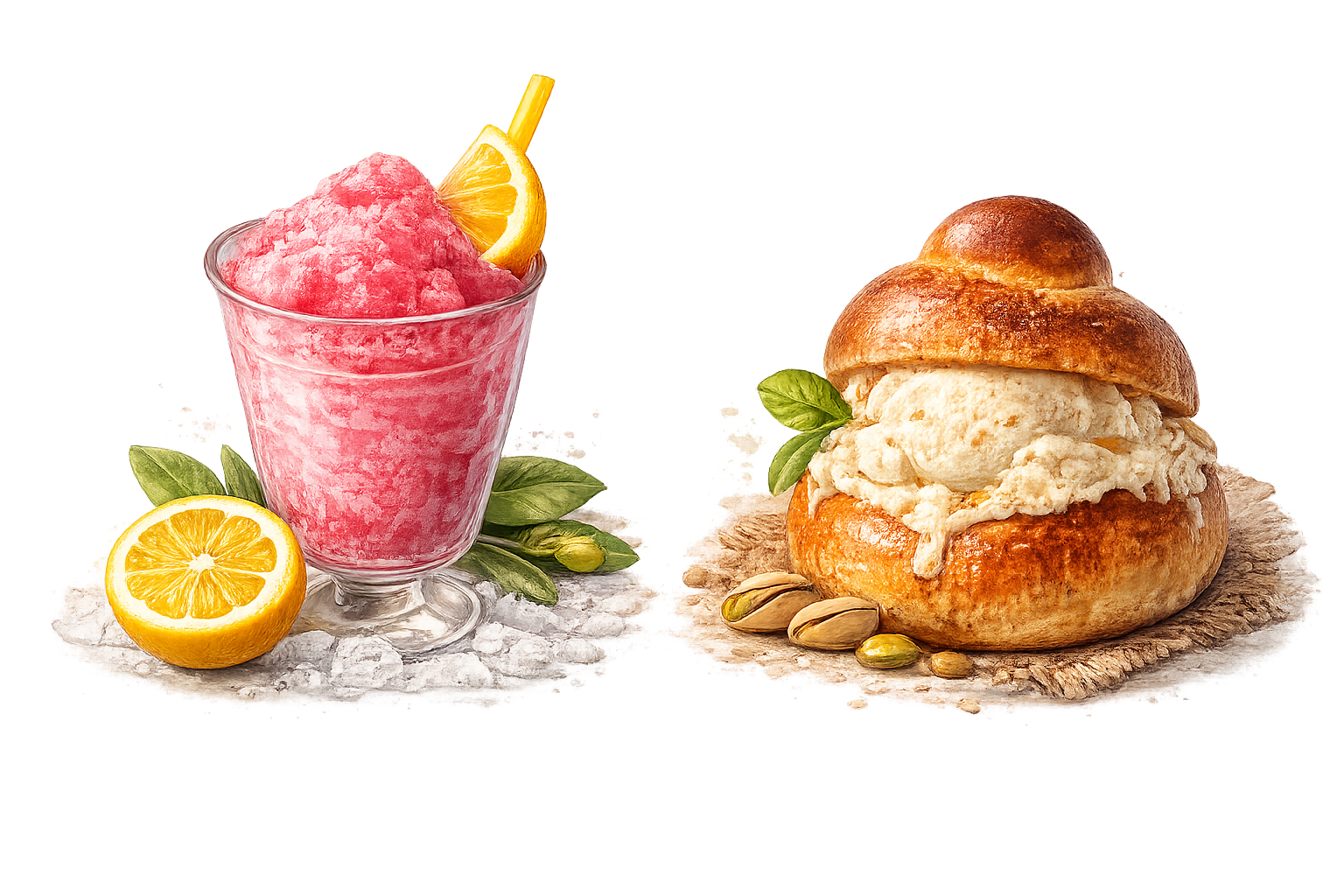 Granita e brioche siciliana